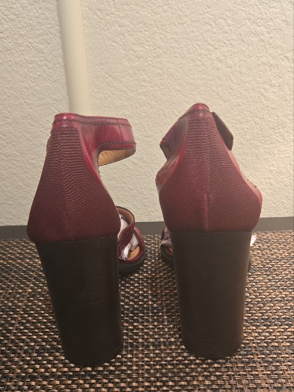 Salvatore Ferragamo Red Open-Toe Perforated Ankle-Strap Heels - Picture 3 of 15